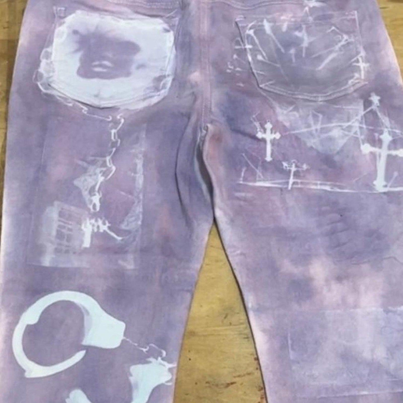 Sunprinted flared jeans