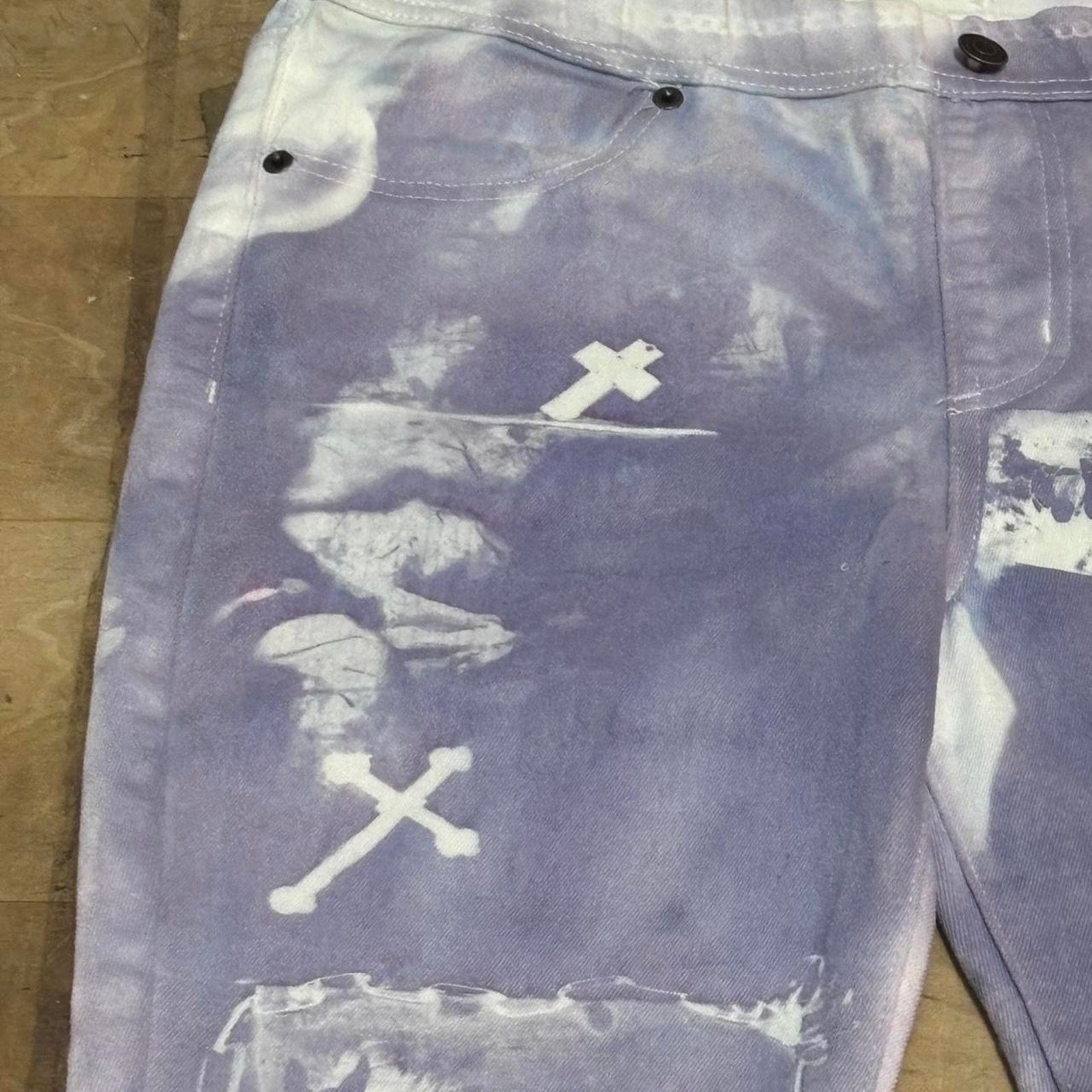 Sunprinted flared jeans