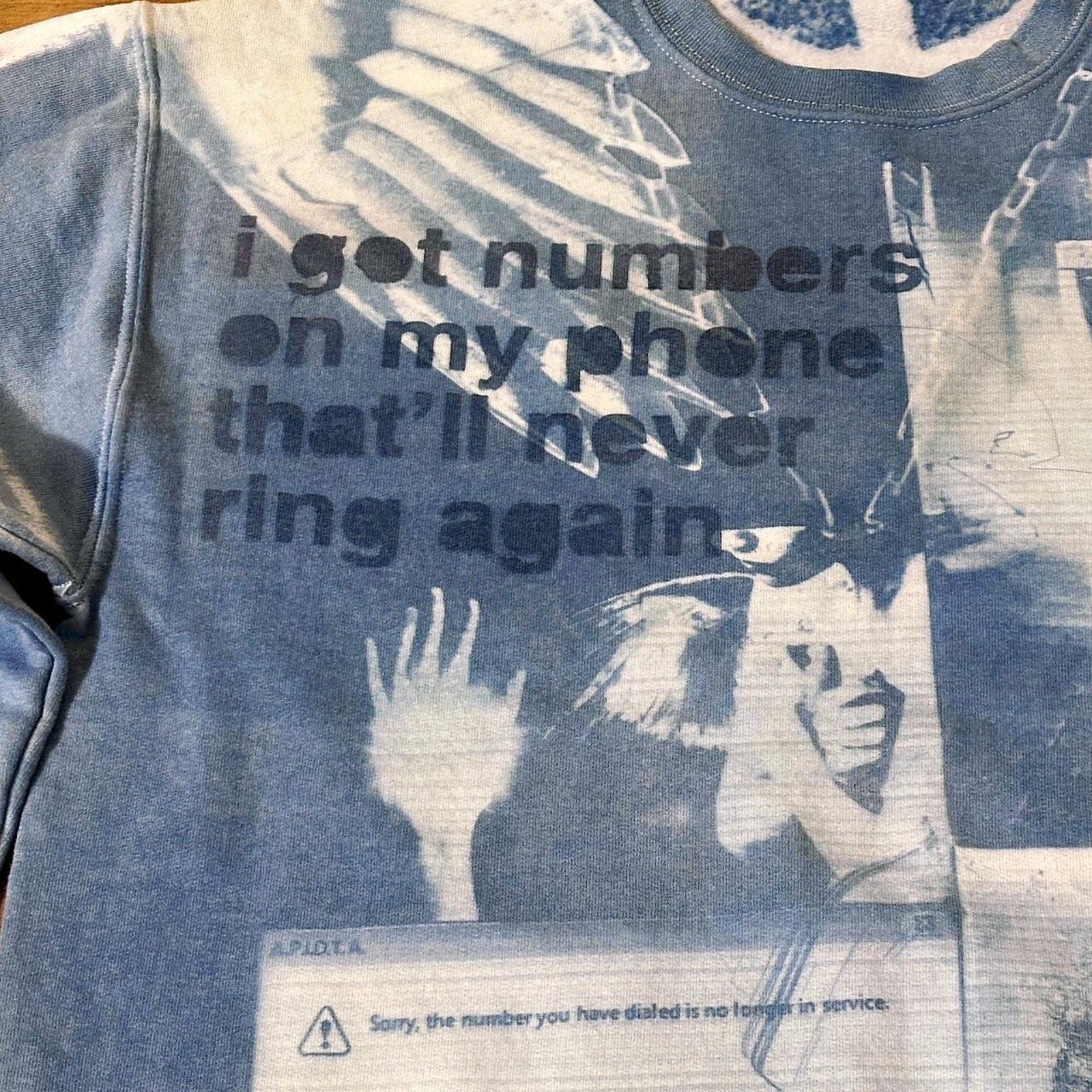 Handprinted cyanotype sweater apidta