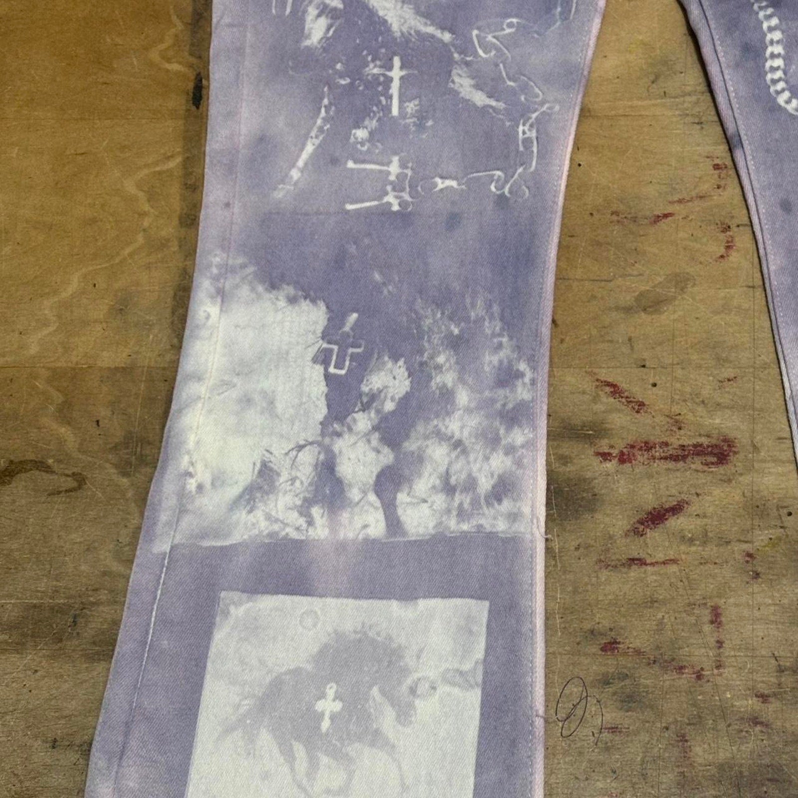 Sunprinted flared jeans