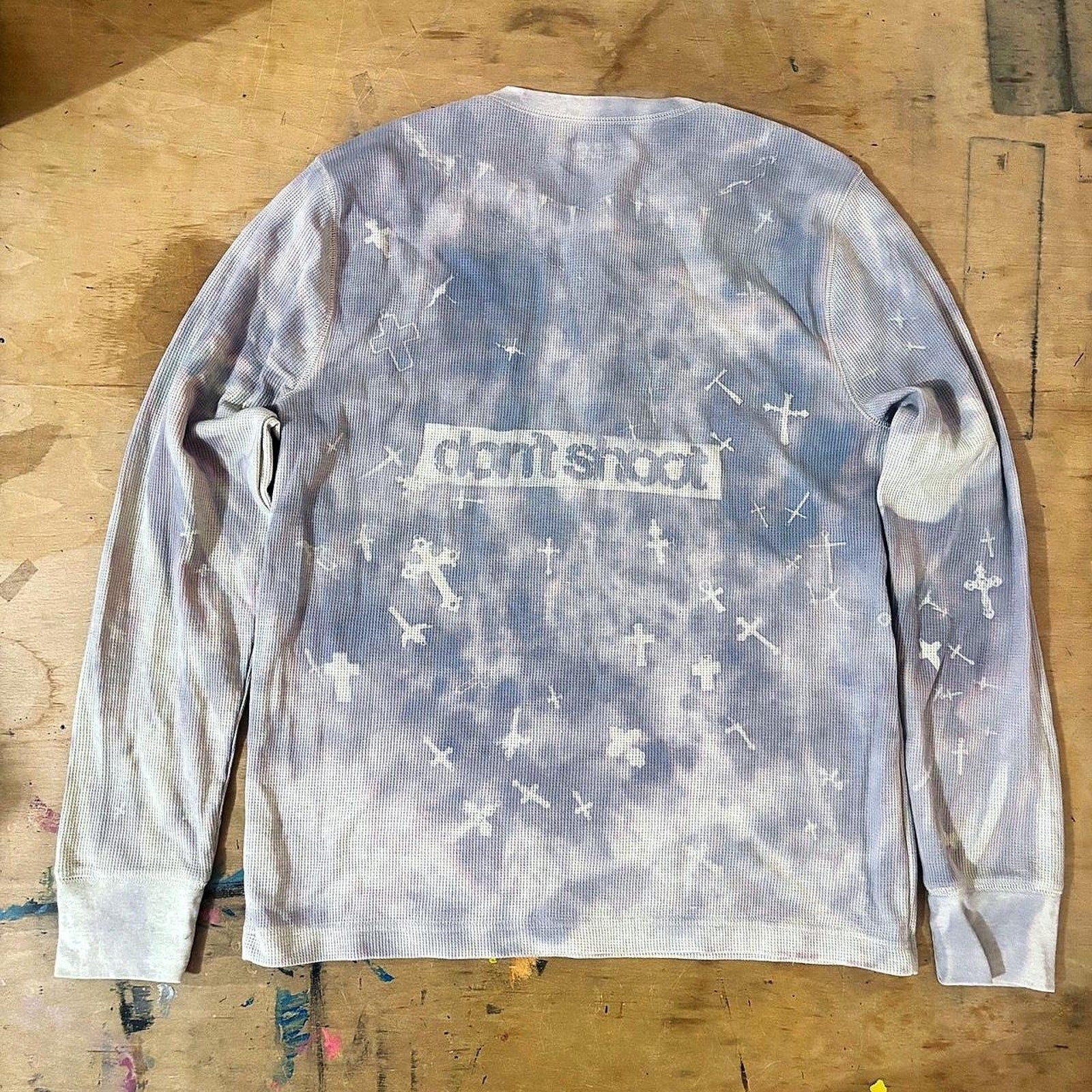 "Spilled crosses" sunprinted henley