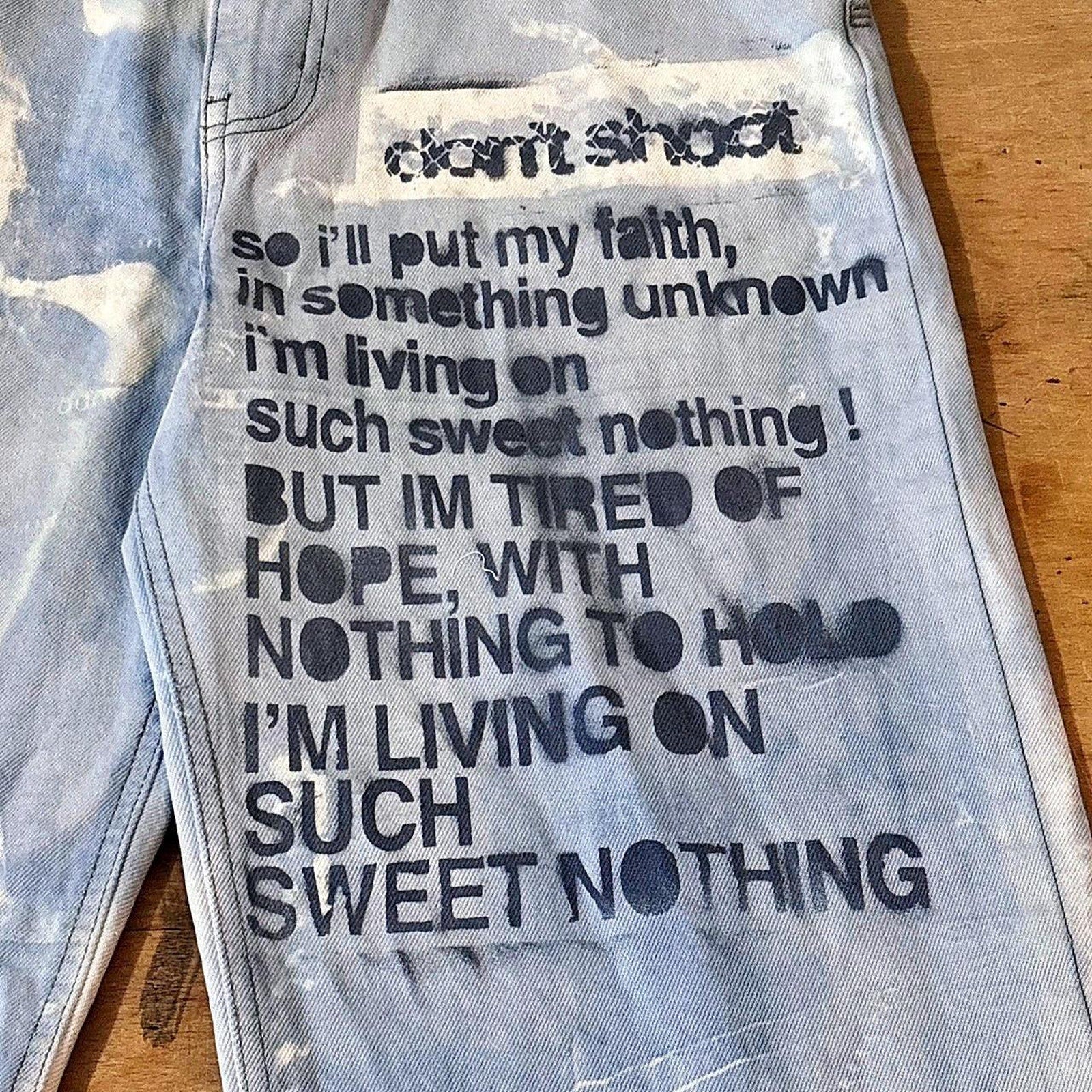 "Sweet Nothing" cyanotype painted jeans