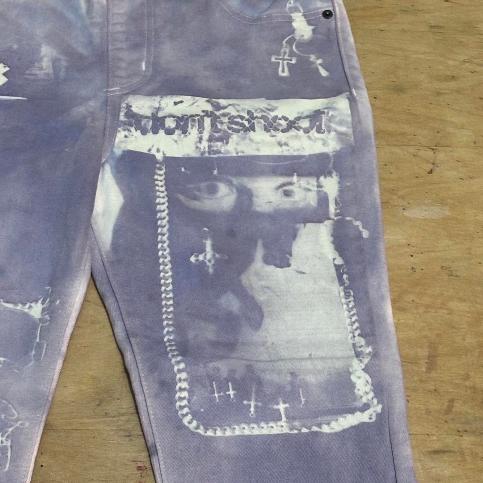 Sunprinted flared jeans