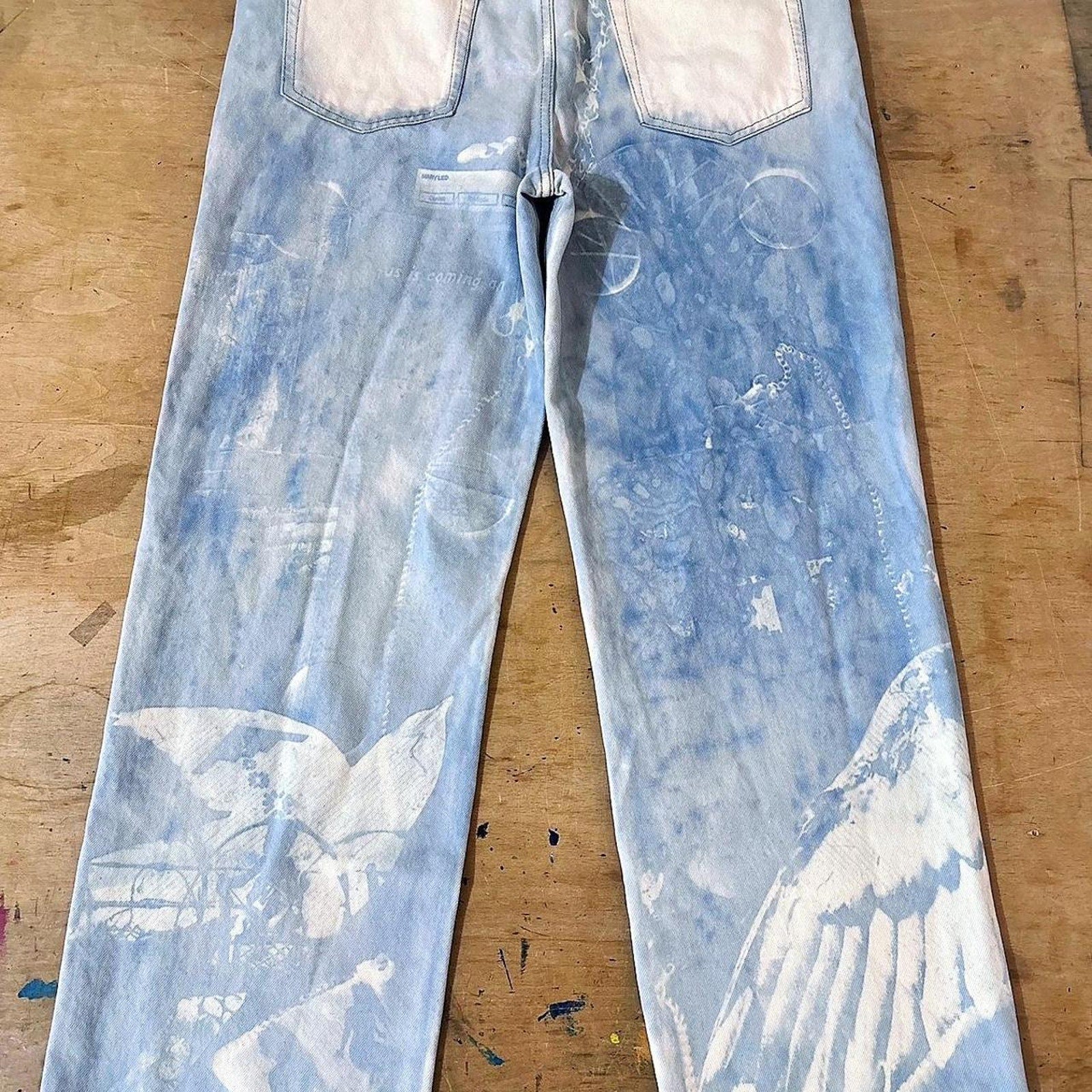 "Sweet Nothing" cyanotype painted jeans