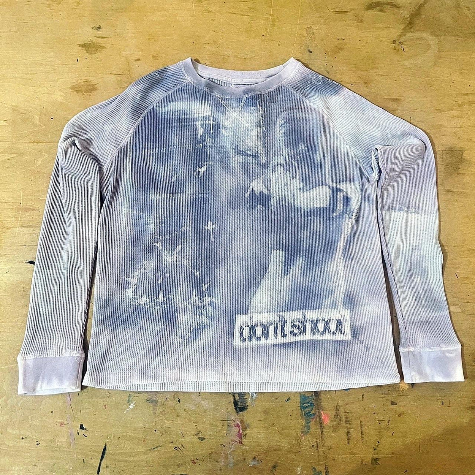 Gray/Purple Sunprinted waffleknit sweater