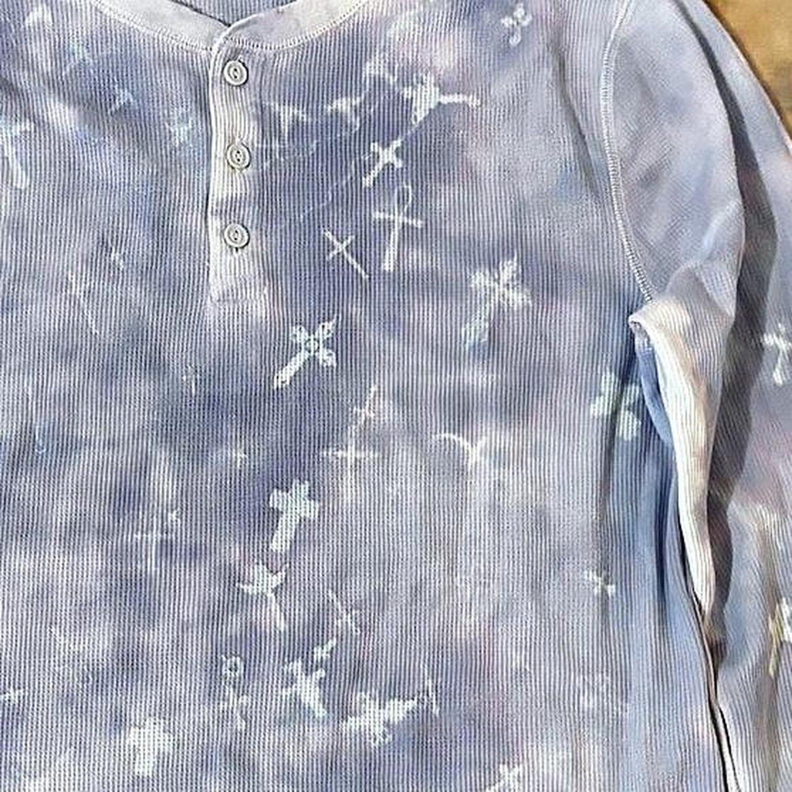 "Spilled crosses" sunprinted henley