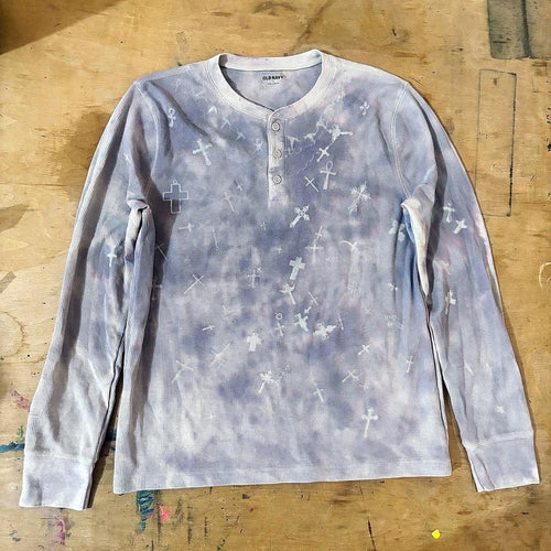 "Spilled crosses" sunprinted henley