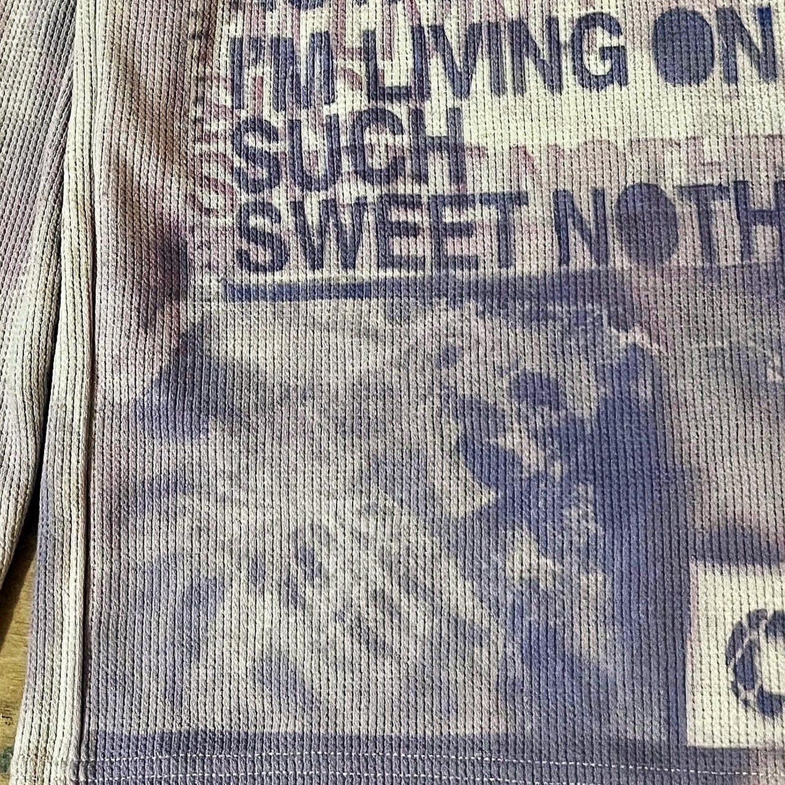 Purple sunprinted graphic waffleknit henley