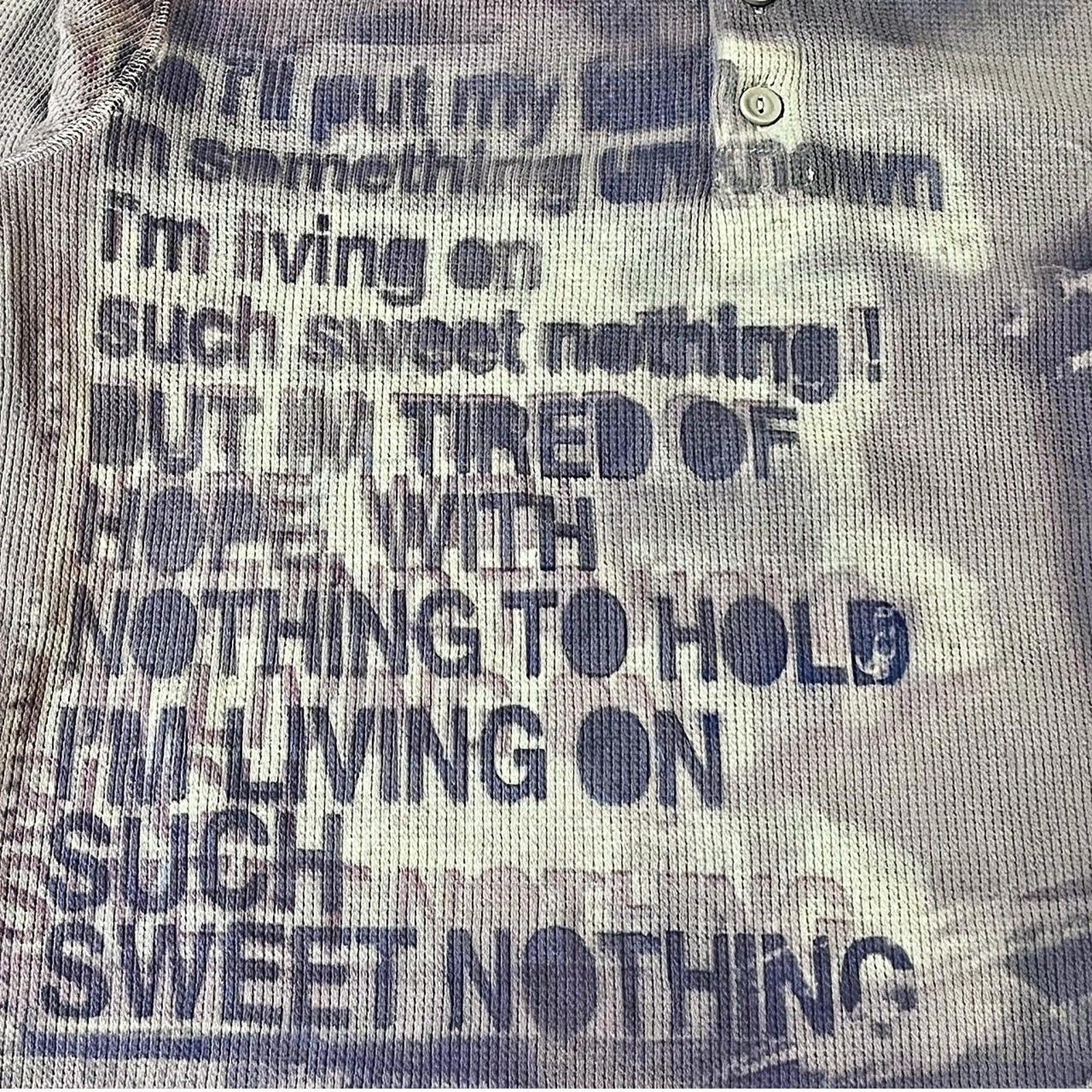 Purple sunprinted graphic waffleknit henley