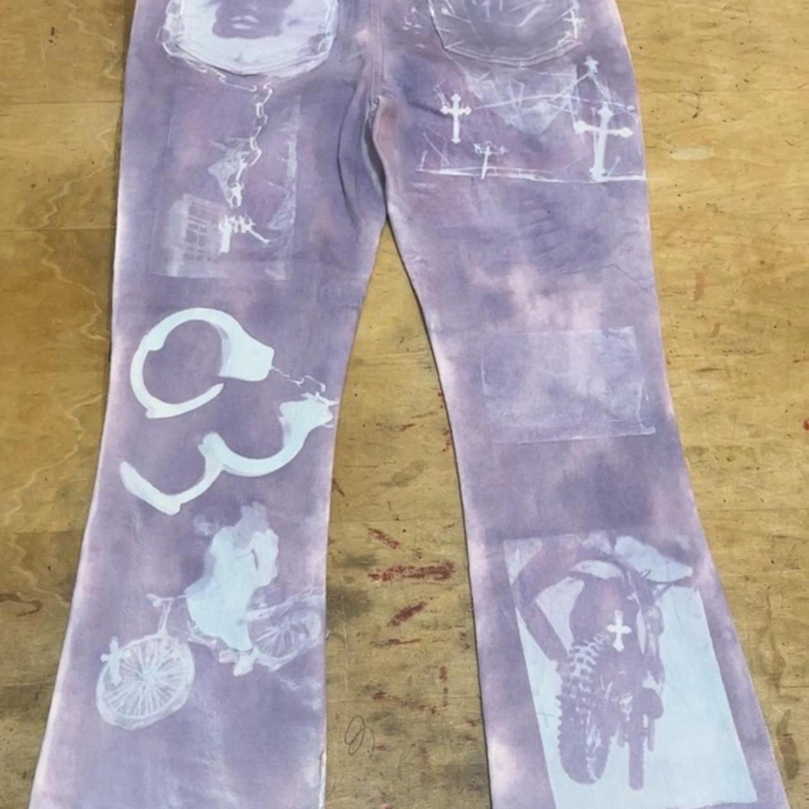 Sunprinted flared jeans