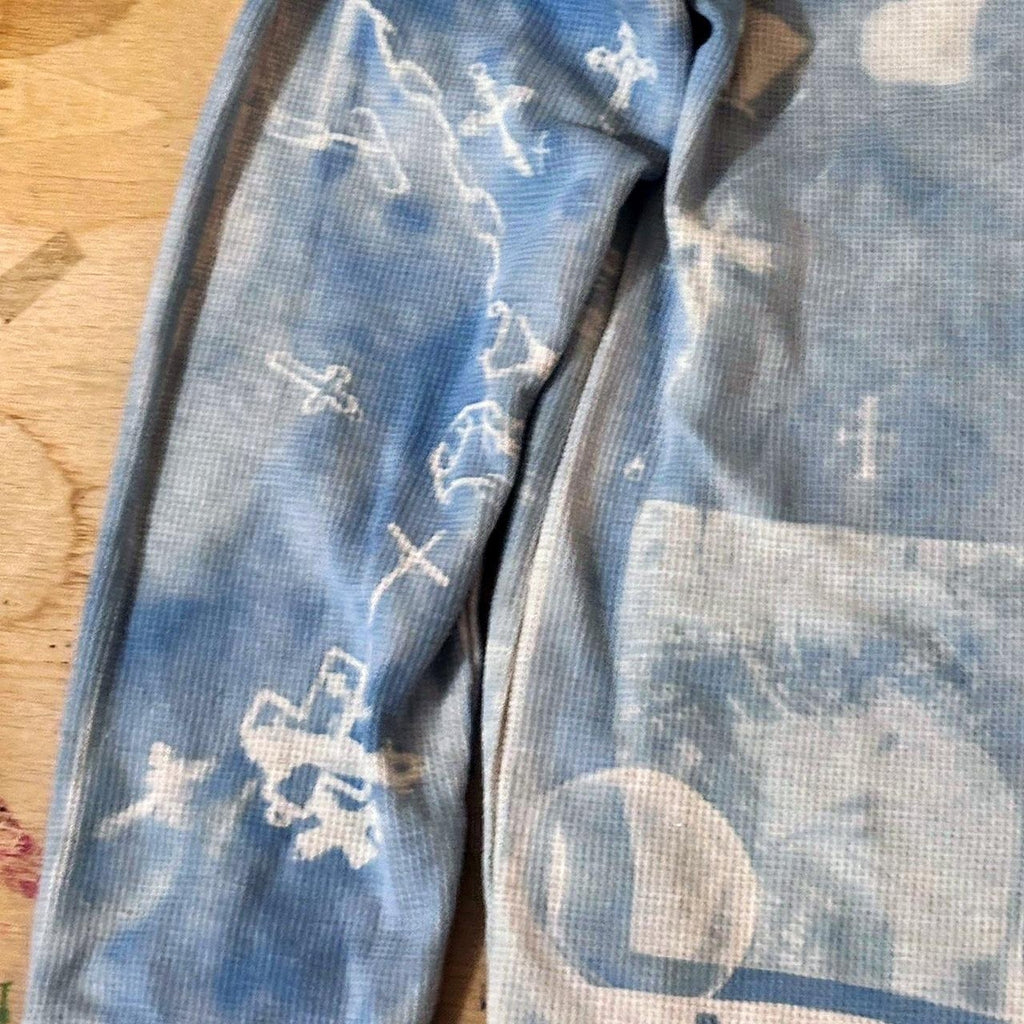 Blue Pinup Girl Sunprinted Waffleknit Henley