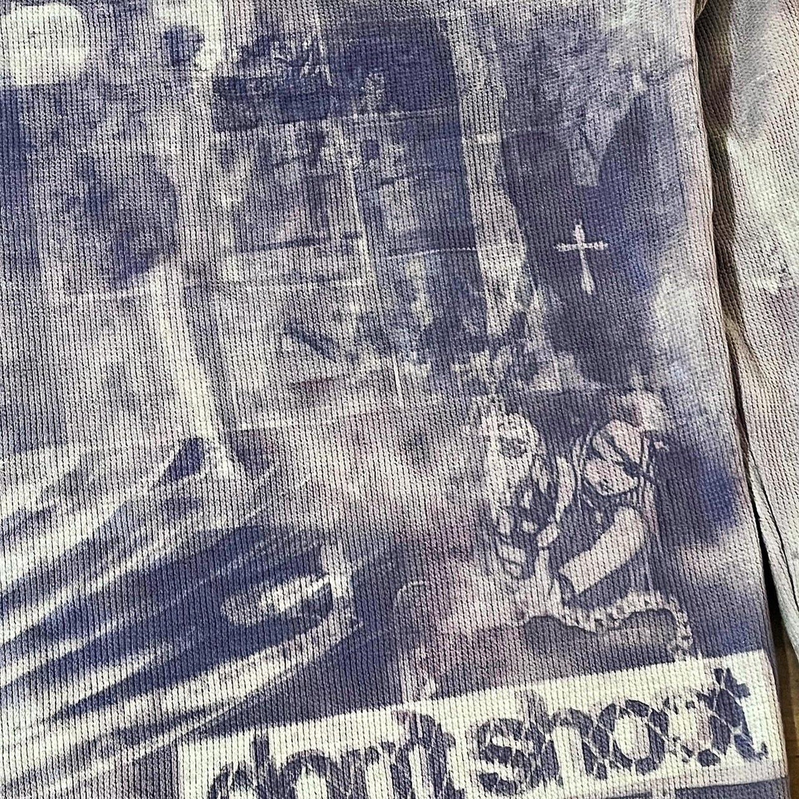 Purple sunprinted graphic waffleknit henley