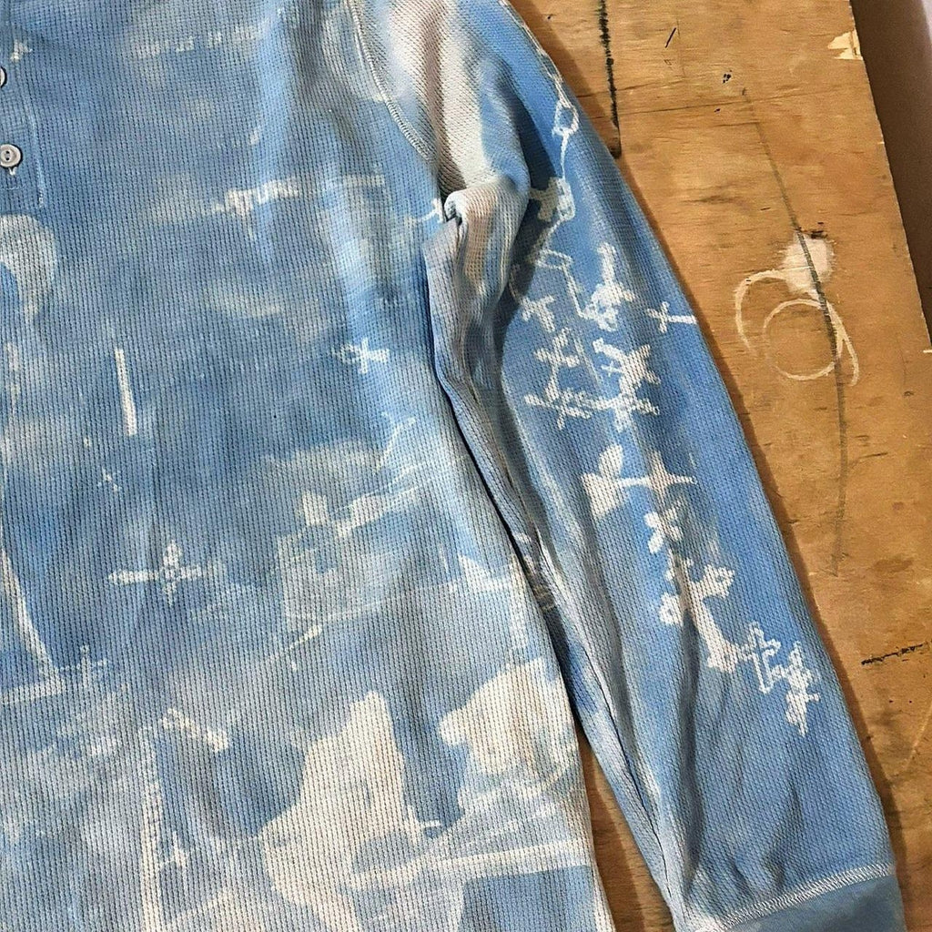 Blue Pinup Girl Sunprinted Waffleknit Henley