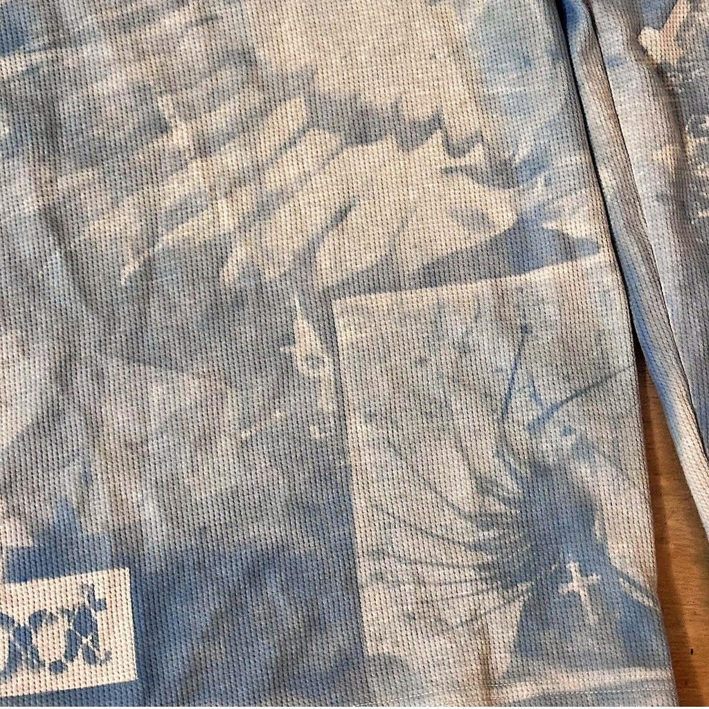 Blue Pinup Girl Sunprinted Waffleknit Henley