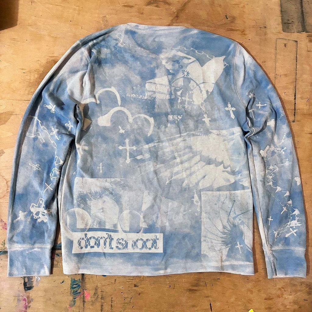 Blue Pinup Girl Sunprinted Waffleknit Henley