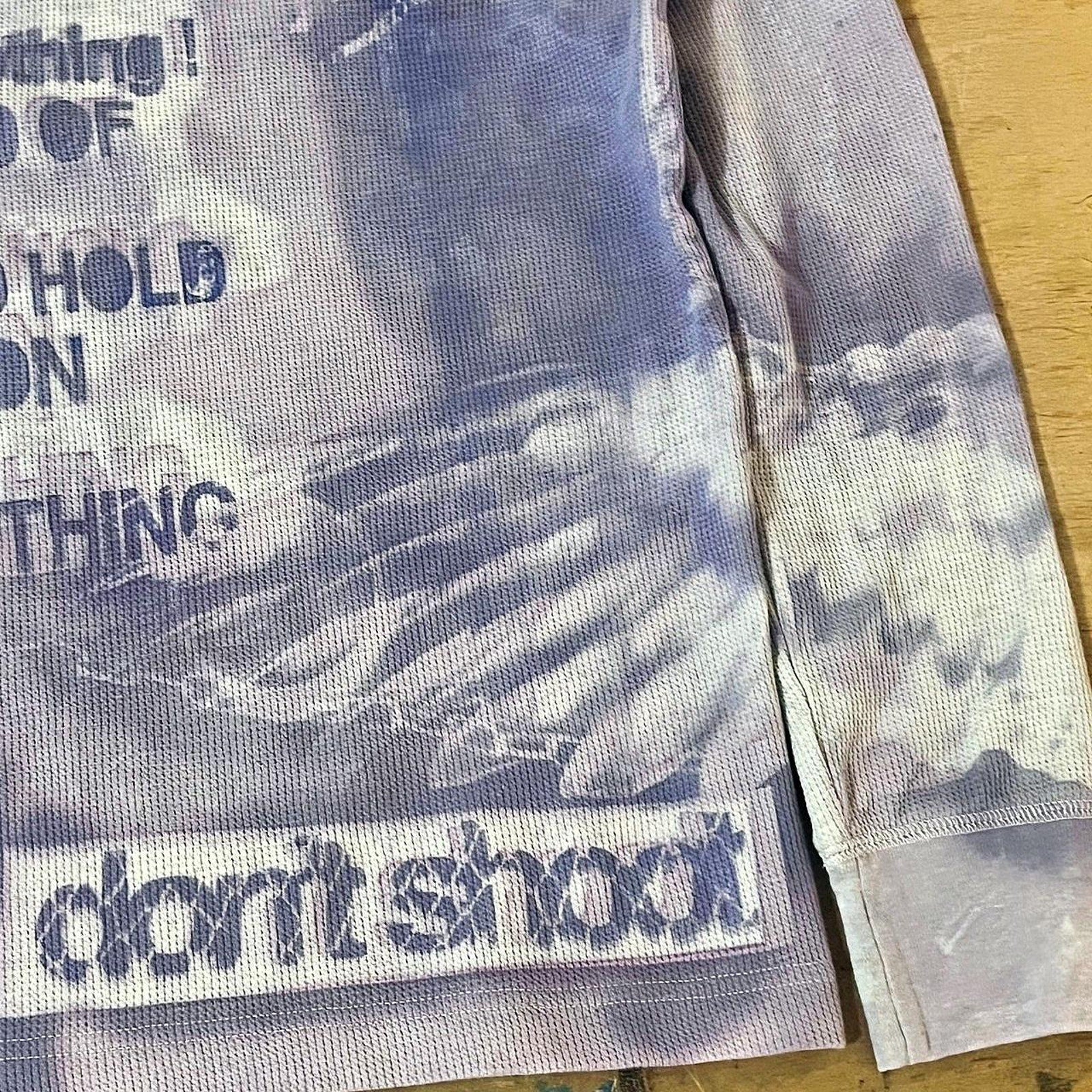 Purple sunprinted graphic waffleknit henley