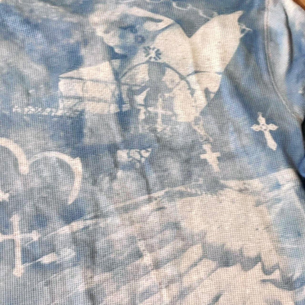 Blue Pinup Girl Sunprinted Waffleknit Henley